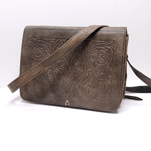 Vintage Leather tooled crossbody bag - Picture 1 of 11
